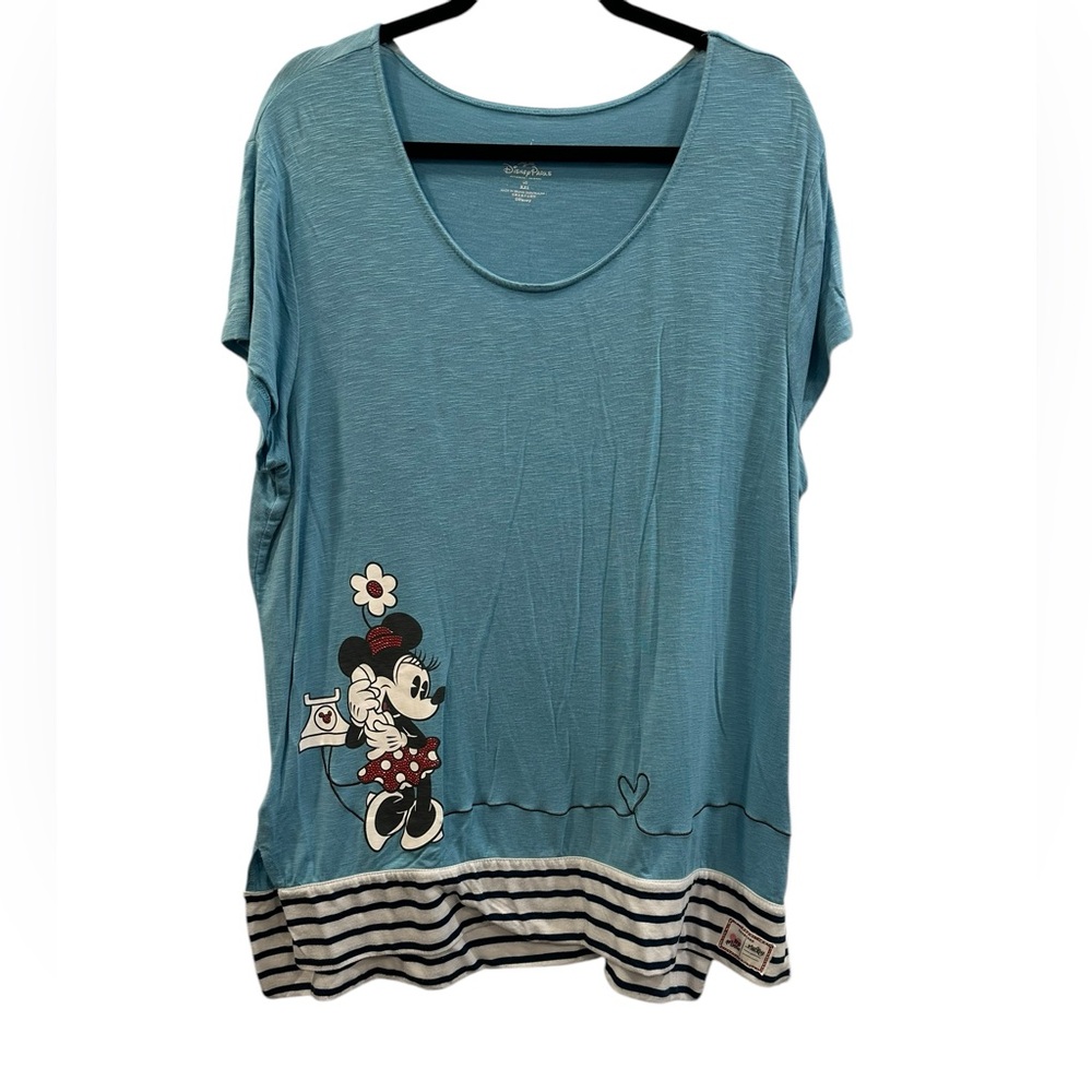 Disney Parks Womens Plus Size Blue Mickey Minnie Shirt Size XXL EUC